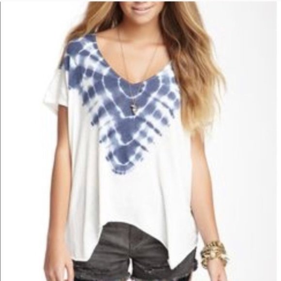 FREE PEOPLE Tie Dye Sharkbite Hem Tee Top Small - Picture 6 of 6